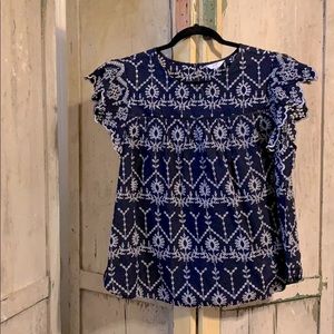 Women's Flutter Sleeve Embroidered Eyelet Blouse